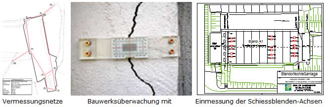 Ingenieurvermessung - Vermessungsnetze, Bauwerksüberwachung, Einmessung der Schiessblenden-Achsen